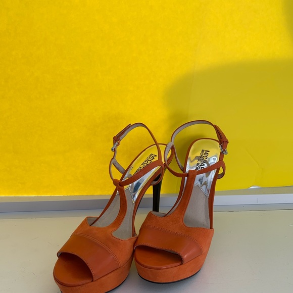 Micheal Kors orange suede heels. Never worn. Size 7. True to size. - Picture 2 of 5